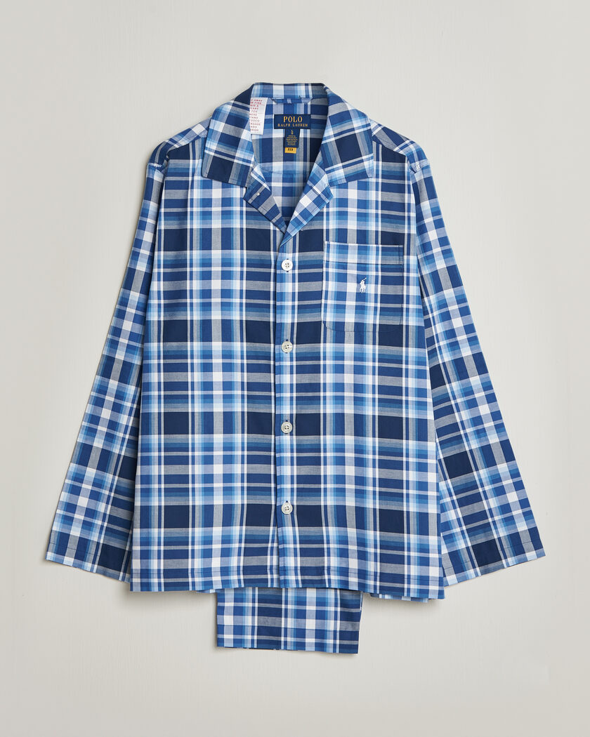 Polo Ralph Lauren Cotton Checked Pyjama Set Blue Multi – Blå