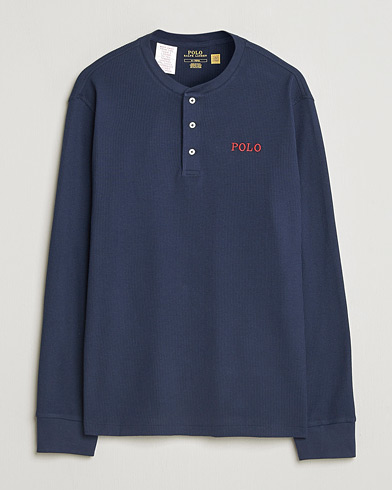 Polo Ralph Lauren Waffle Henley Loungewear Cruise Navy – Blå