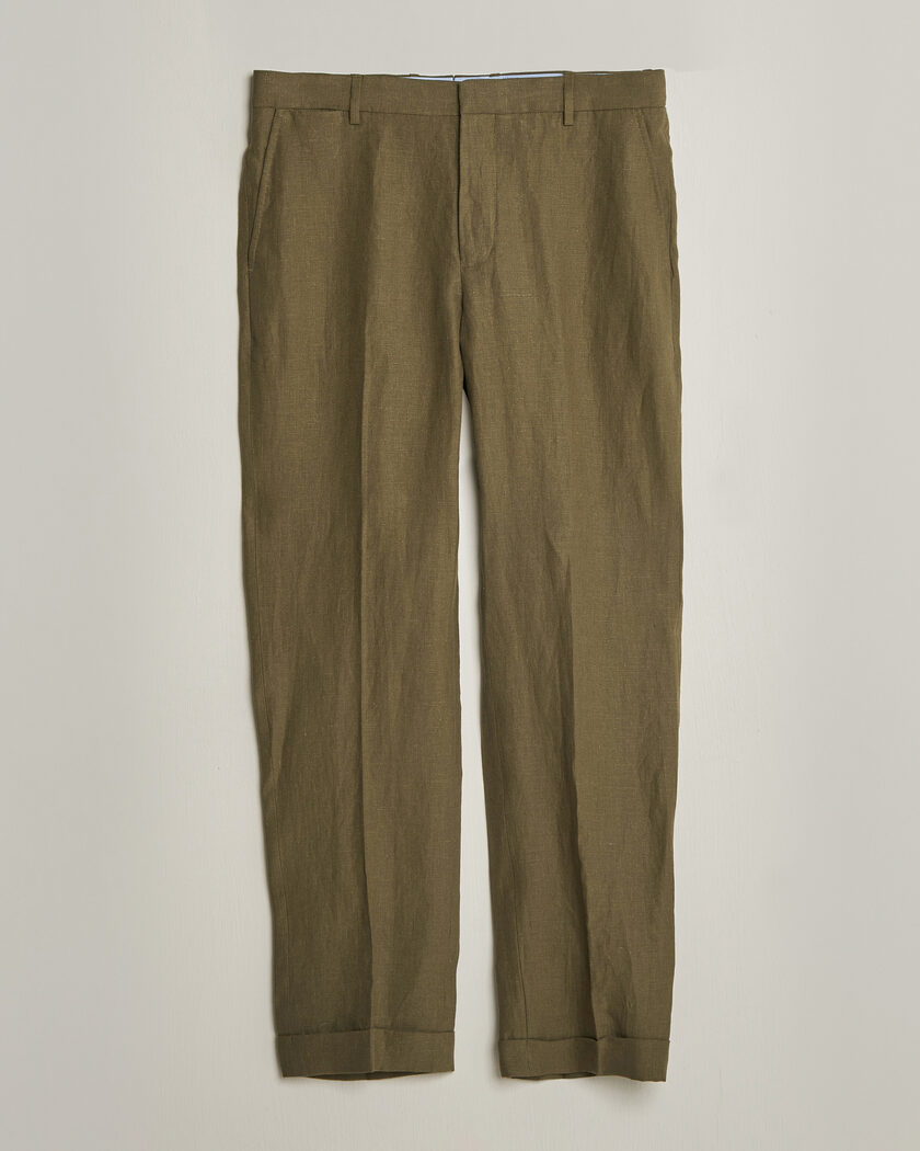 Polo Ralph Lauren Linen Pleated Trousers Basic Olive – Grønn