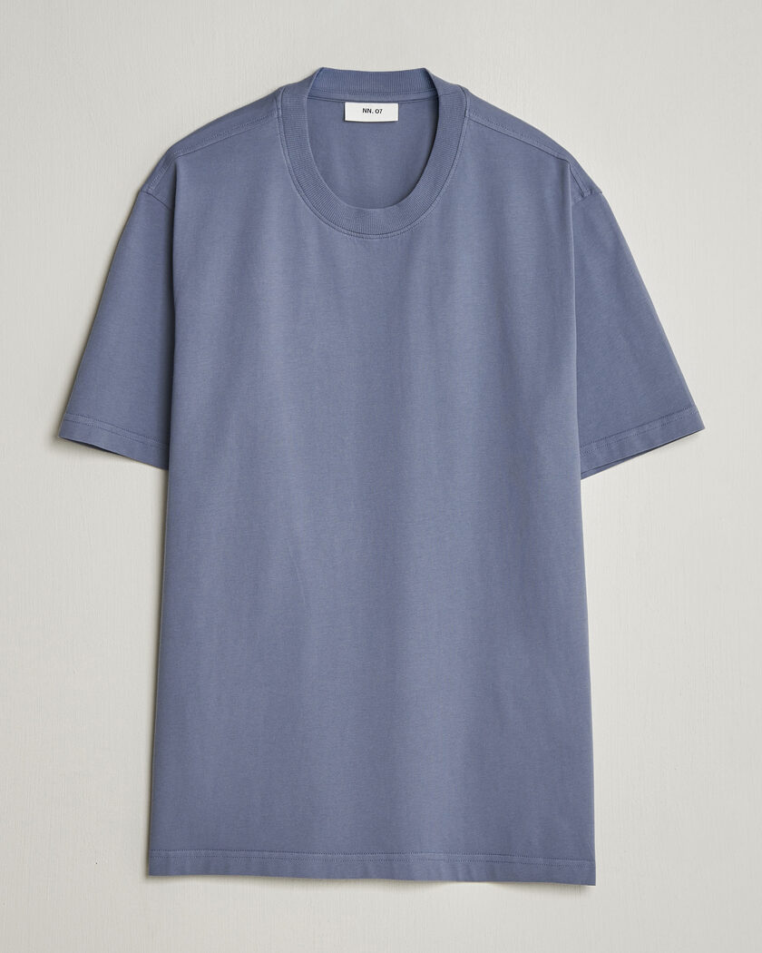 NN07 Adam Pima Crew Neck T-Shirt Stone Blue – Blå