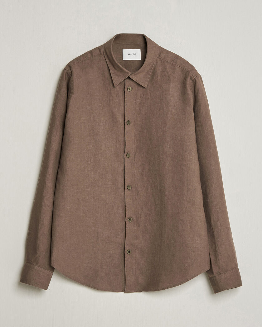 NN07 Enzo Linen Shirt Mable Husk – Grønn
