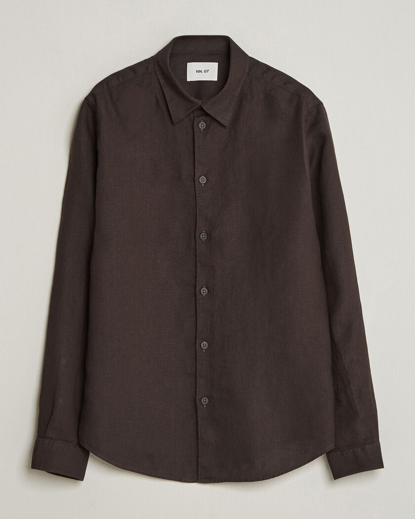 NN07 Enzo Linen Shirt Deep Truffle – Brun
