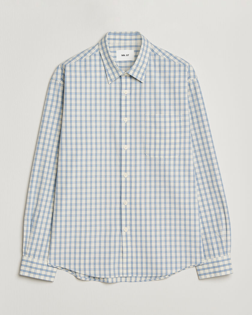 NN07 Deon Brushed Cotton Shirt Ecru Check – Flerfarget