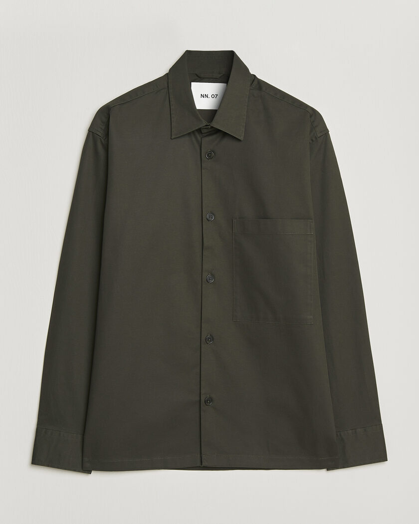 NN07 Freddy Cotton Overshirt Dark Army – Grønn