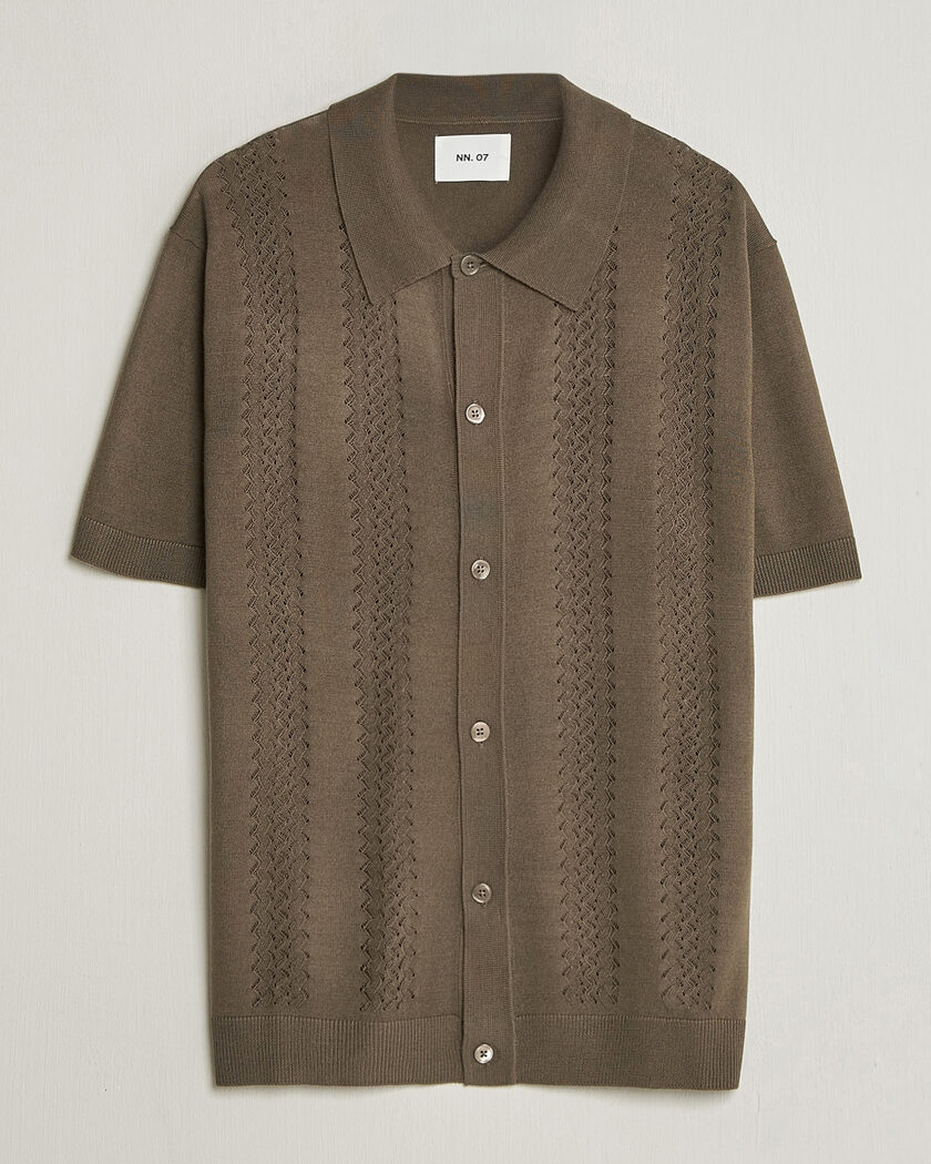 NN07 Thor Knitted Short Sleeve Shirt Mable Husk – Grønn