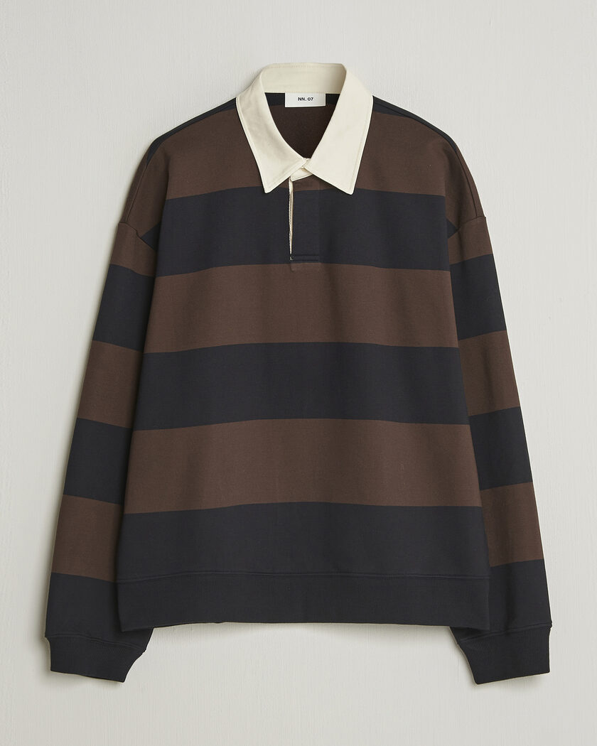 NN07 David Rugby Sweater Brown Stripe – Flerfarget