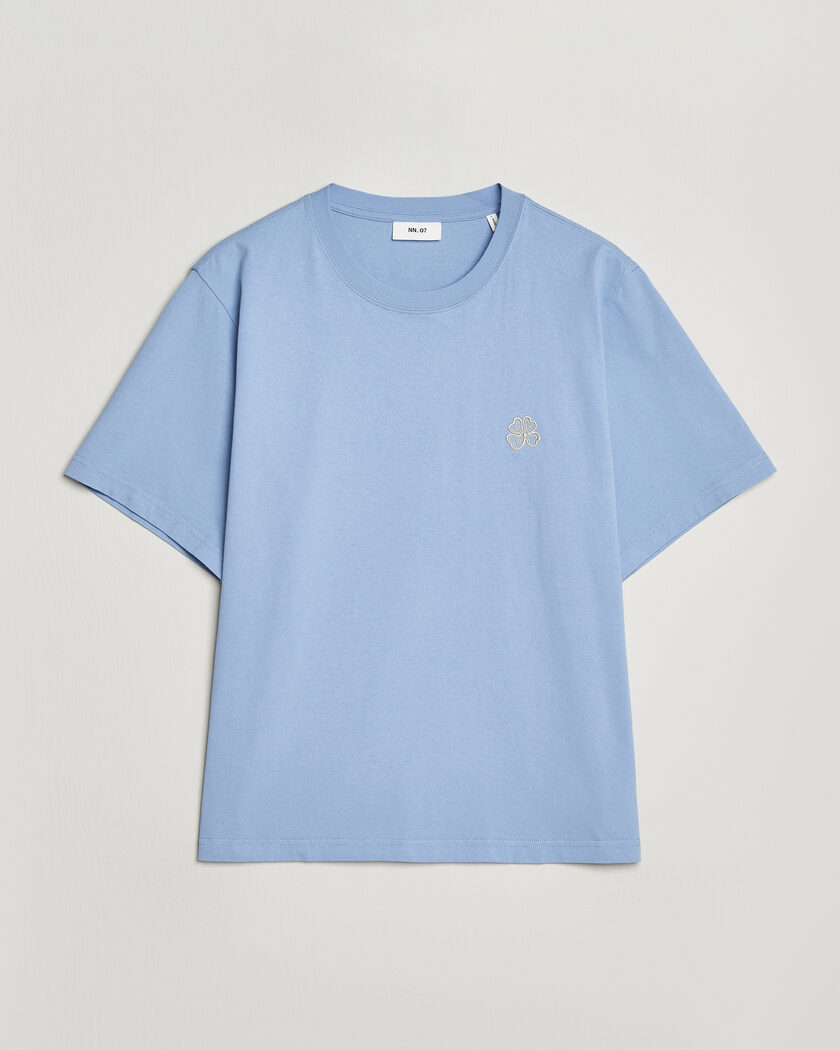 NN07 Jett Embroidered Crew Neck T-Shirt Cerulian Blue – Blå