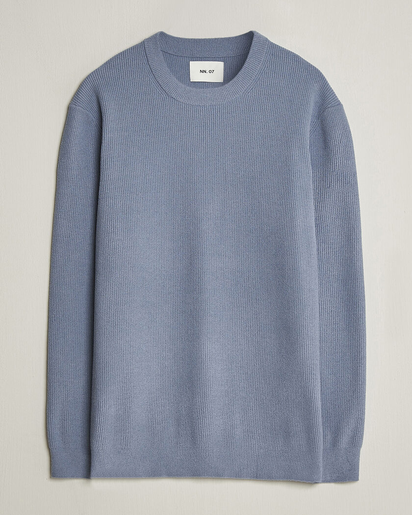 NN07 Danny Knitted Sweater Stone Blue – Blå