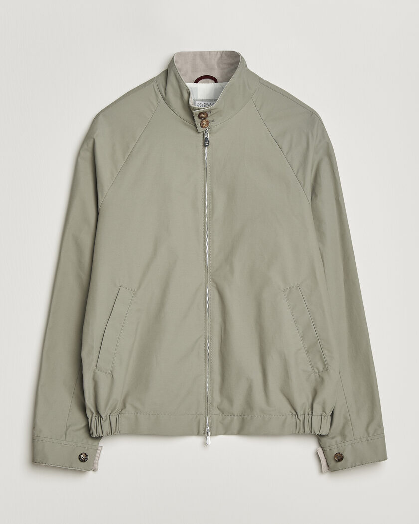 Brunello Cucinelli Raglan Harrington Jacket Olive – Grønn