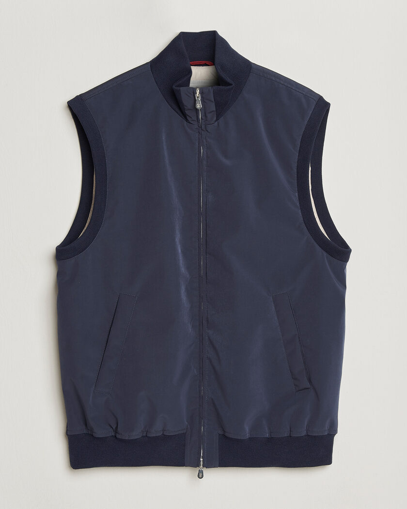 Brunello Cucinelli Nylon Padded Gilet Navy – Blå
