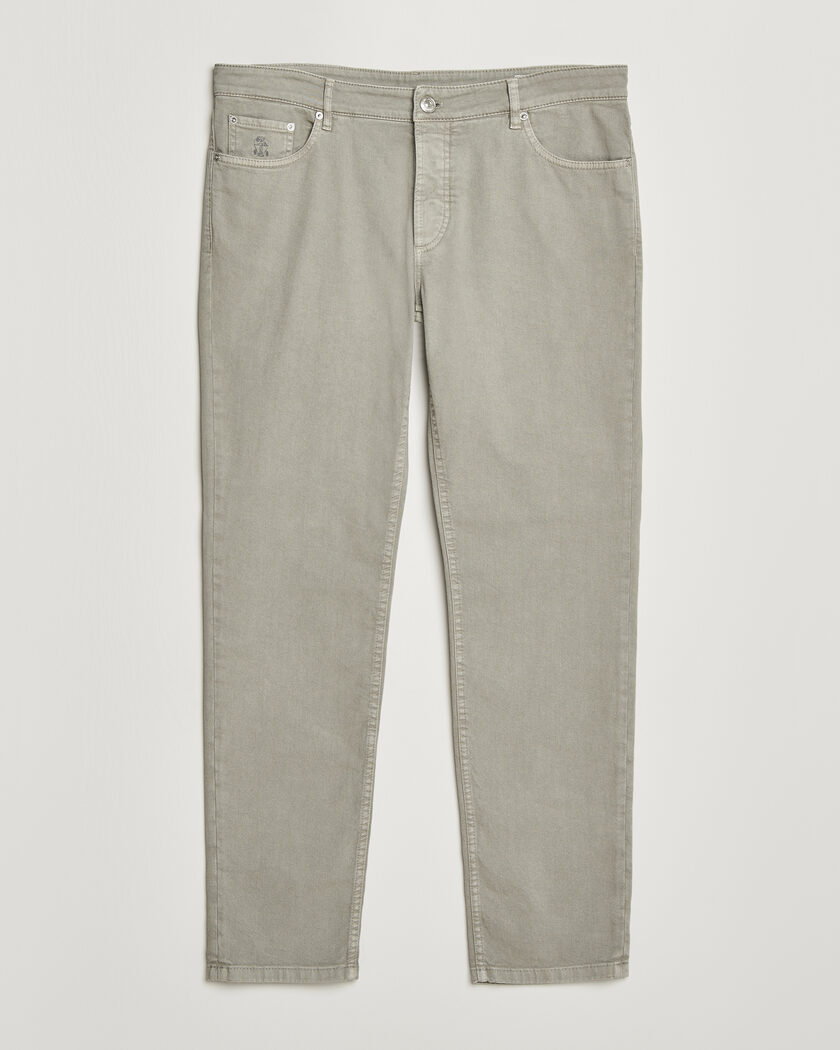 Brunello Cucinelli Traditional Fit Bull Denim Pants Olive – Grønn