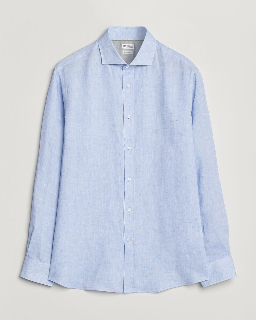Brunello Cucinelli Easy Fit Linen Shirt Light Blue – Blå