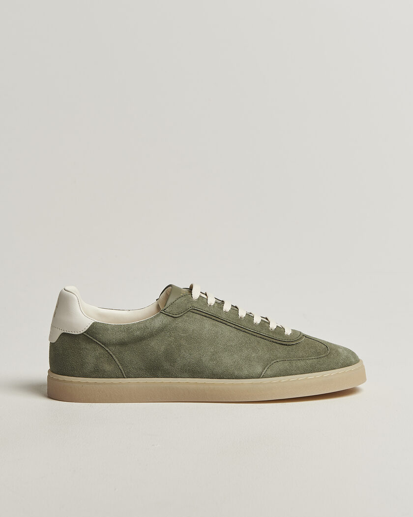 Brunello Cucinelli Low Top Sneakers Olive Suede – Grønn