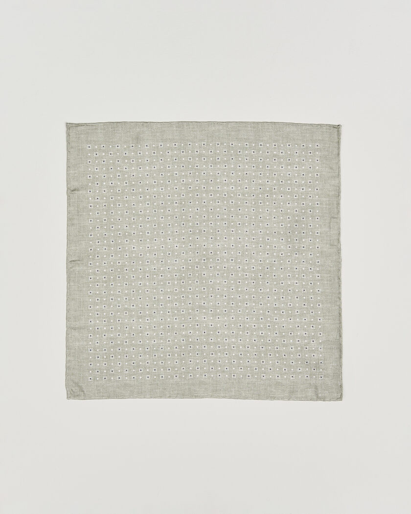 Brunello Cucinelli Printed Silk Pocket Square Olive – Grønn
