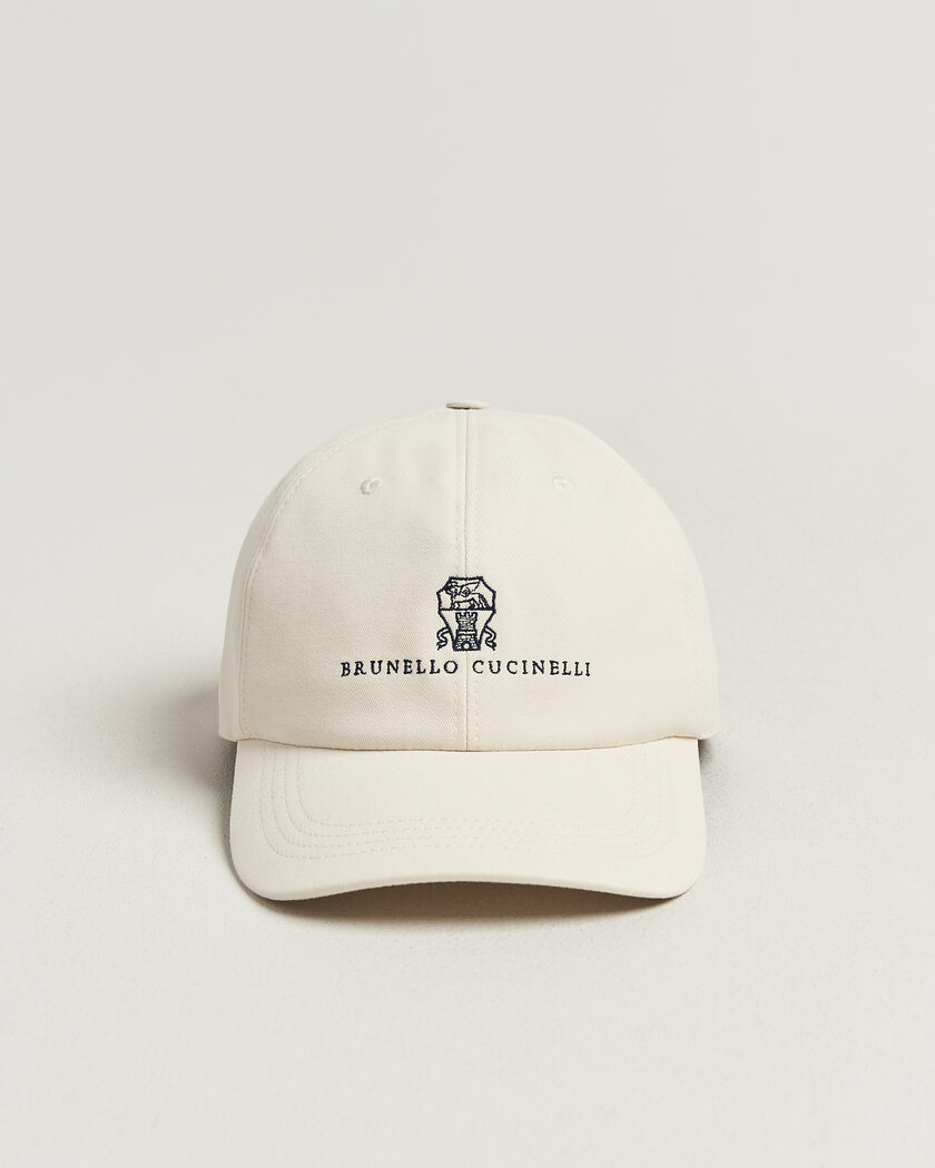 Brunello Cucinelli Twill Cotton Baseball Cap Off White – Hvit