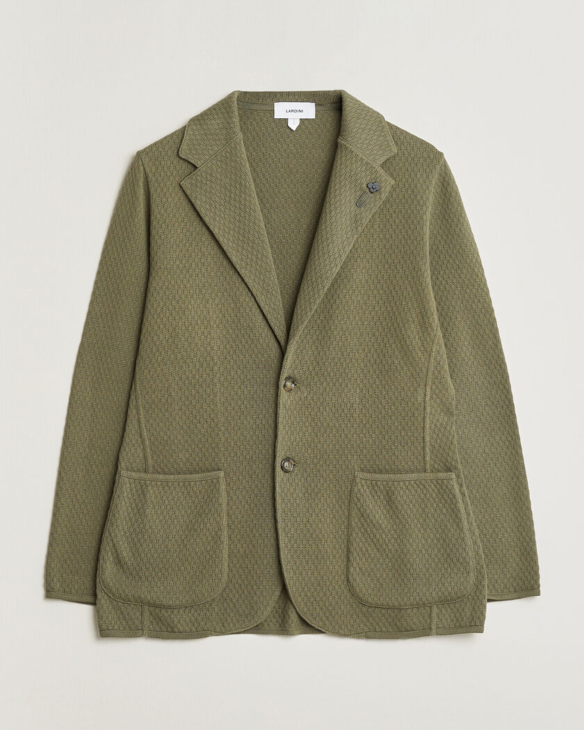 Lardini Knitted Structure Cotton Blazer Green – Grønn