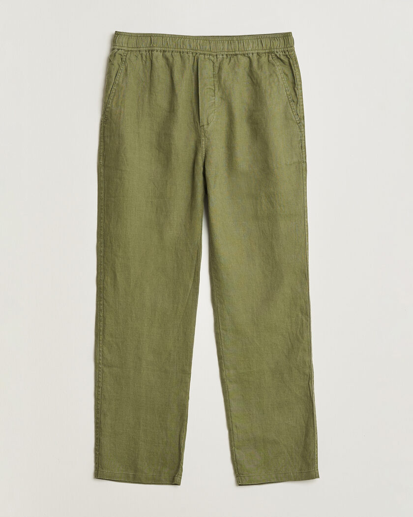 Samsøe Samsøe Jabari Linen Drawstring Trousers Burnt Olive – Grønn