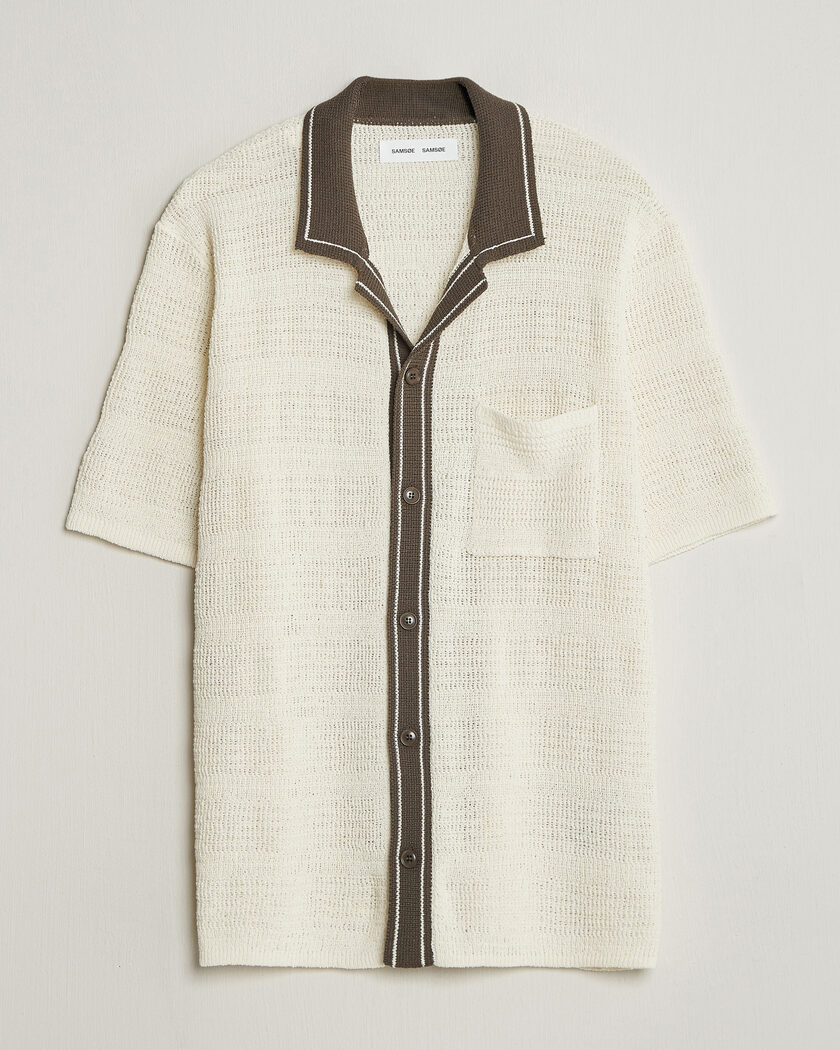 Samsøe Samsøe Percy Knitted Short Sleeve Shirt Clear Cream – Flerfarget