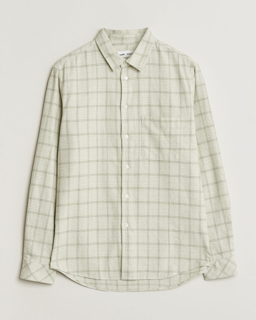 Samsøe Samsøe Liam Checked Cotton Shirt Off White – Grønn