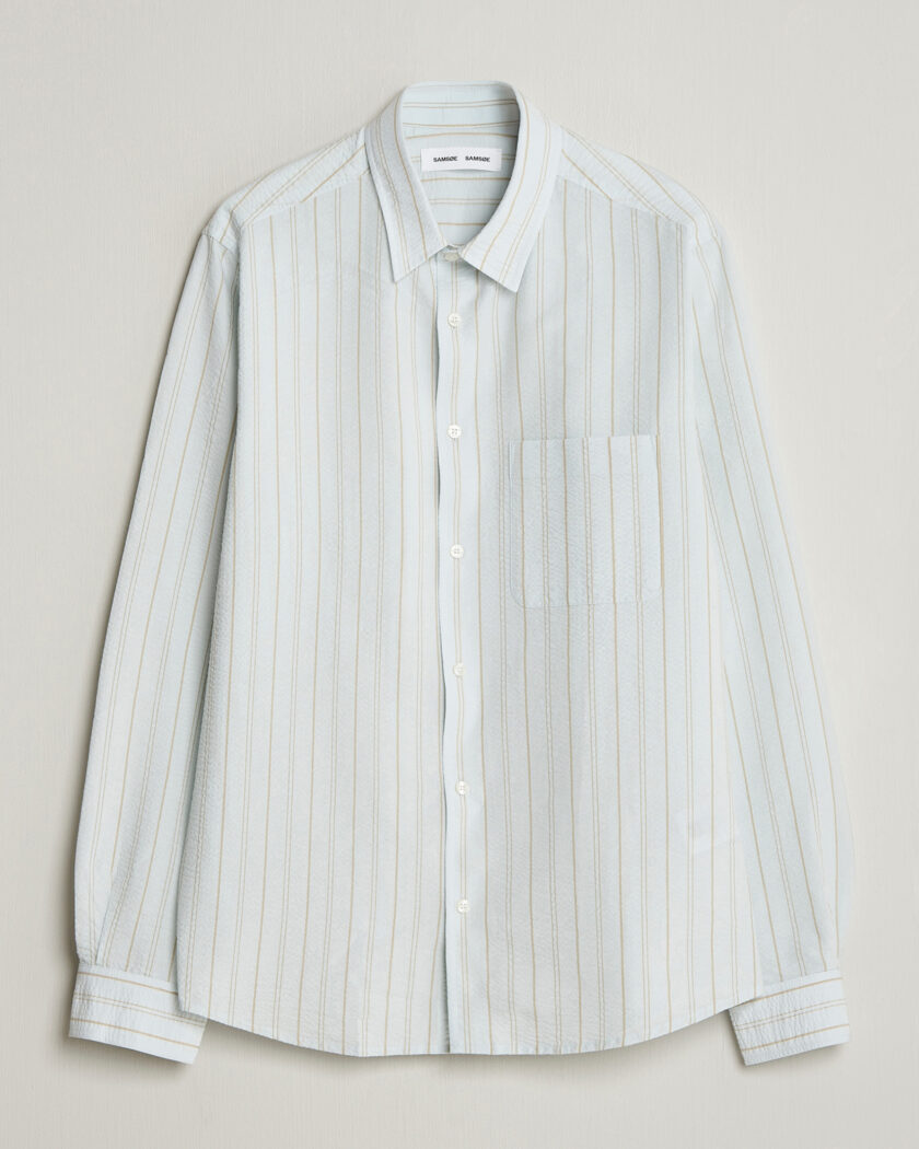 Samsøe Samsøe Ryan Cotton Striped Shirt Skywriting – Blå