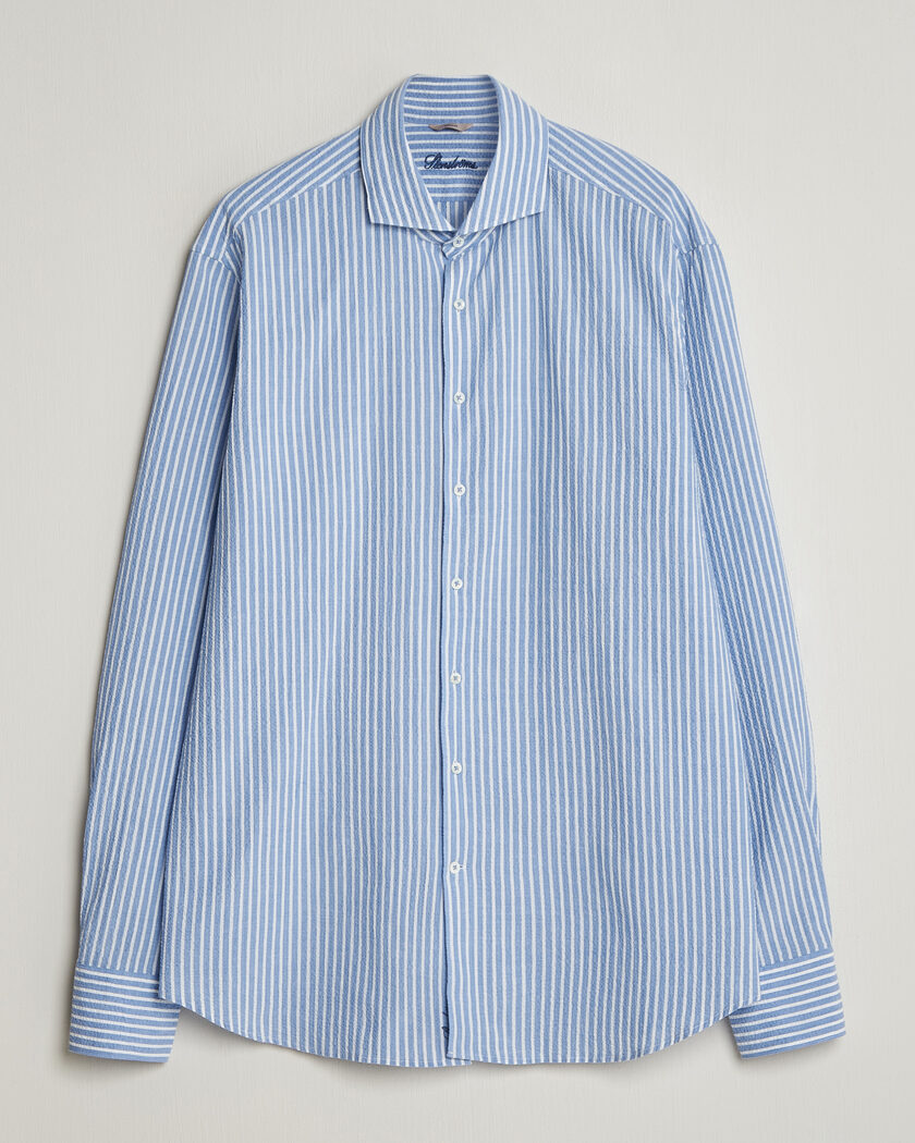 Stenströms Regular Fit Striped Seersucker Shirt Blue – Blå