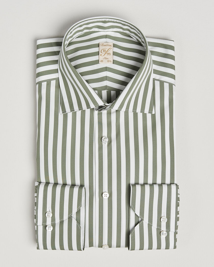 Stenströms 1899 Cotton Twill Striped Shirt Green – Grønn