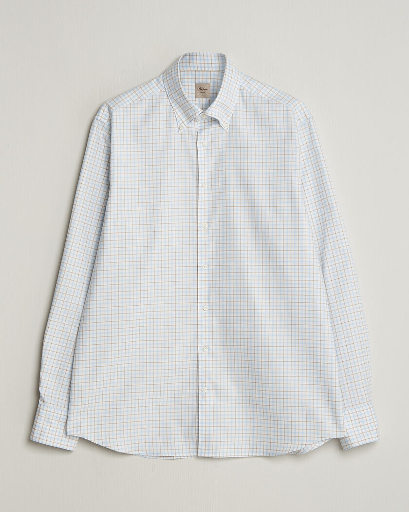  Stenströms Regular Fit Checked Oxford Shirt Blue – Blå