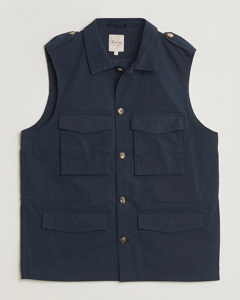 Stenströms Cotton Twill Vest Navy – Blå