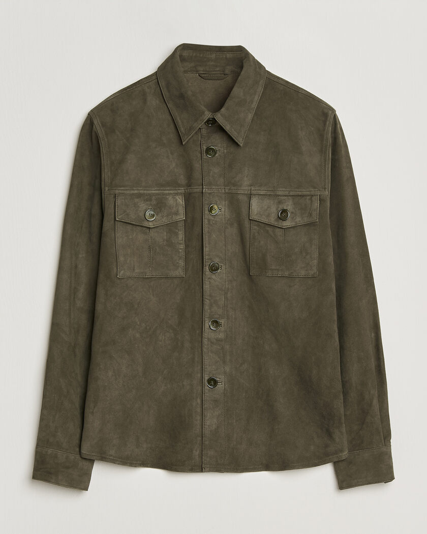  Stenströms Suede Pocket Overshirt Olive – Grønn