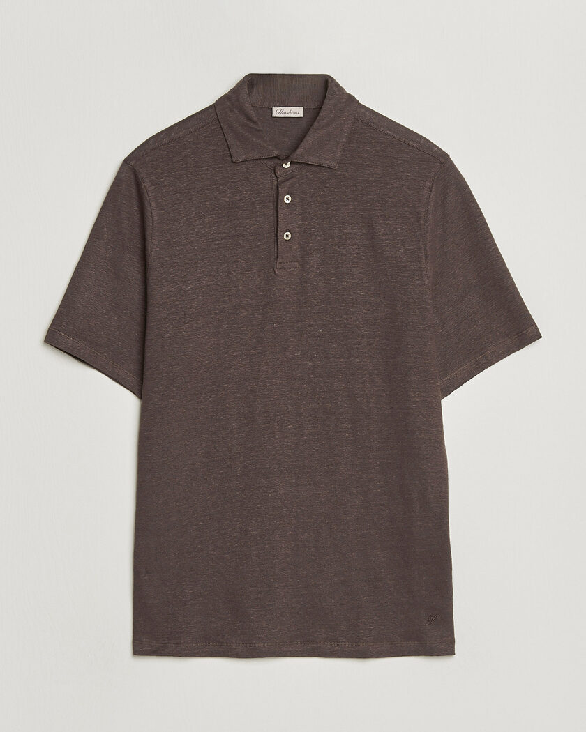 Stenströms Linen Polo Shirt Dark Brown – Brun