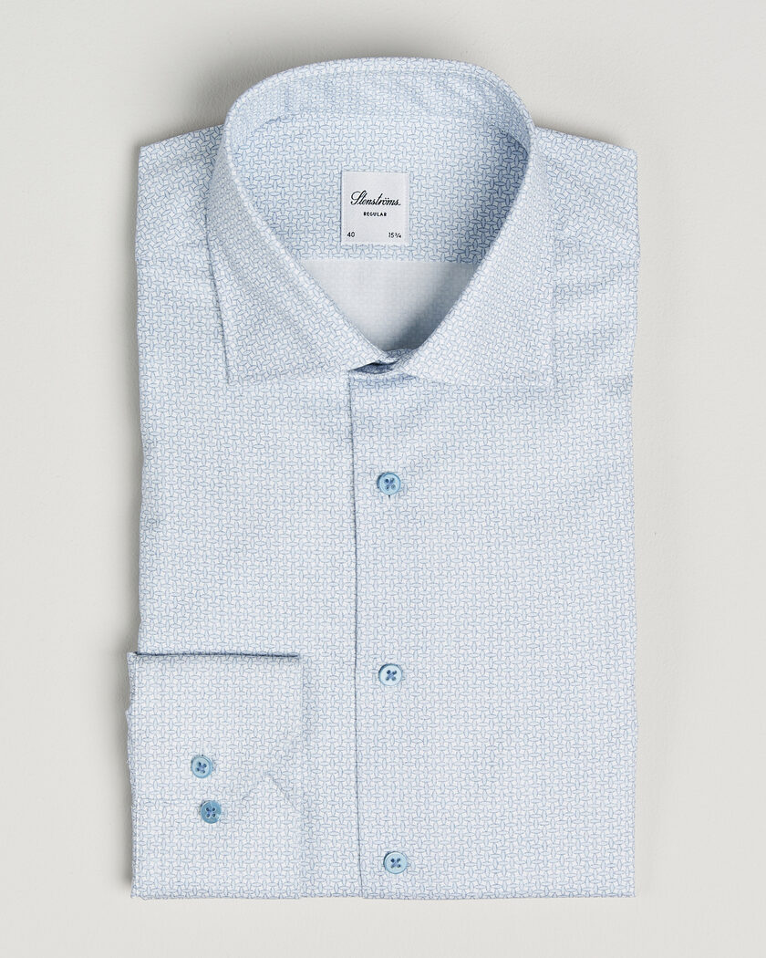 Stenströms Regular Fit Micro Printed Twill Shirt Light Blue – Blå