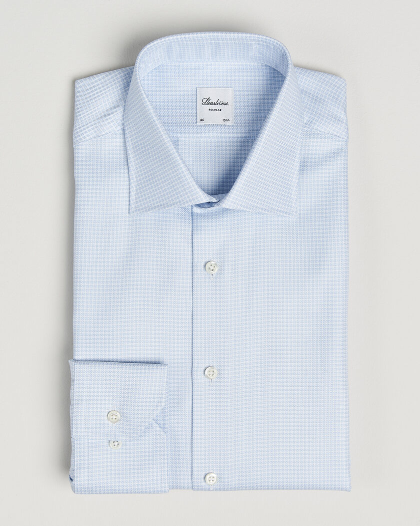 Stenströms Regular Fit Micro Structure Shirt Light Blue – Blå
