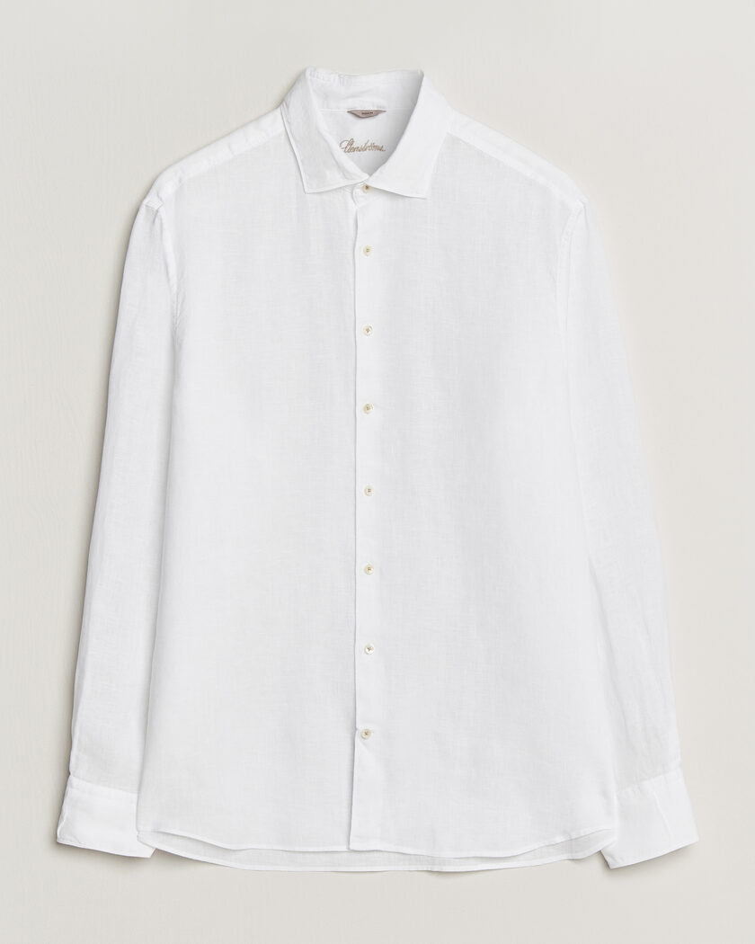 Stenströms Regular Fit Cut Away Linen Shirt White – Hvit