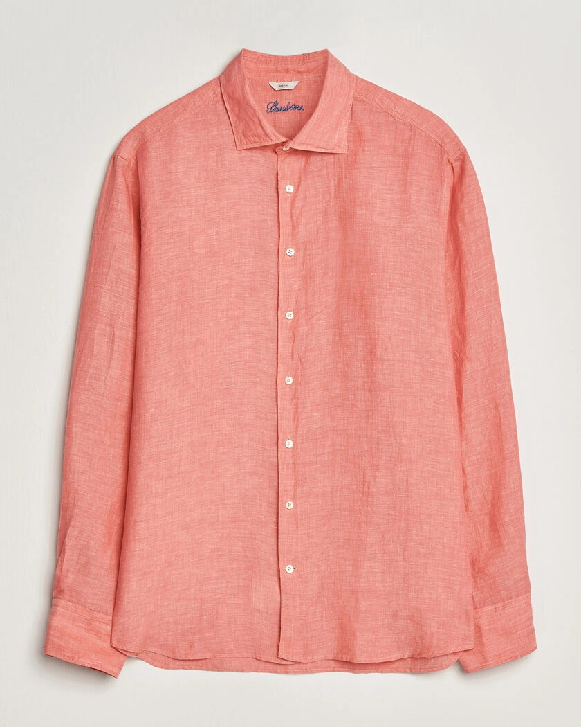 Stenströms Regular Fit Cut Away Linen Shirt Raspberry – Rosa