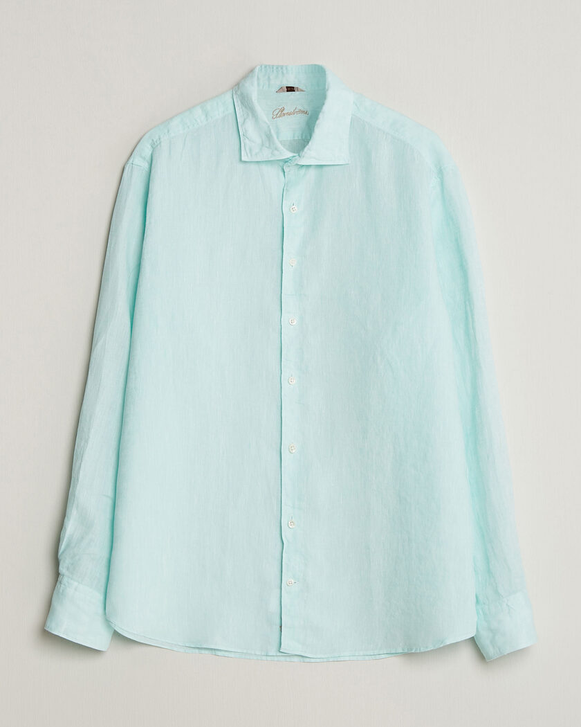 Stenströms Regular Fit Cut Away Linen Shirt Mint – Grønn
