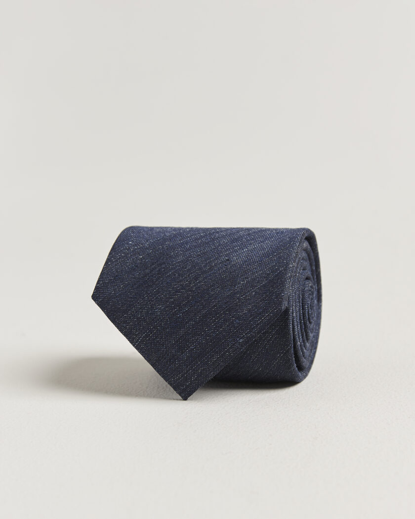 Eton Linen Silk Tie Navy Blue – Blå