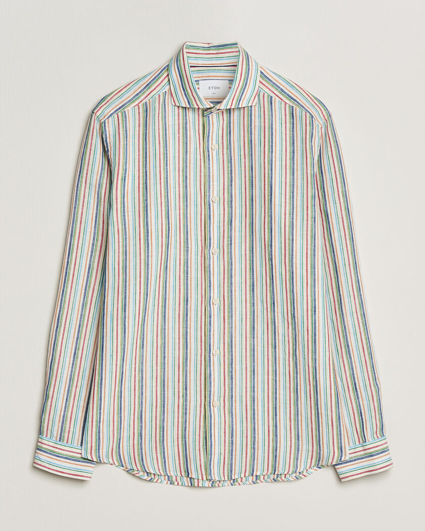 Eton Casual Fit Striped Linen Shirt Multi – Flerfarget