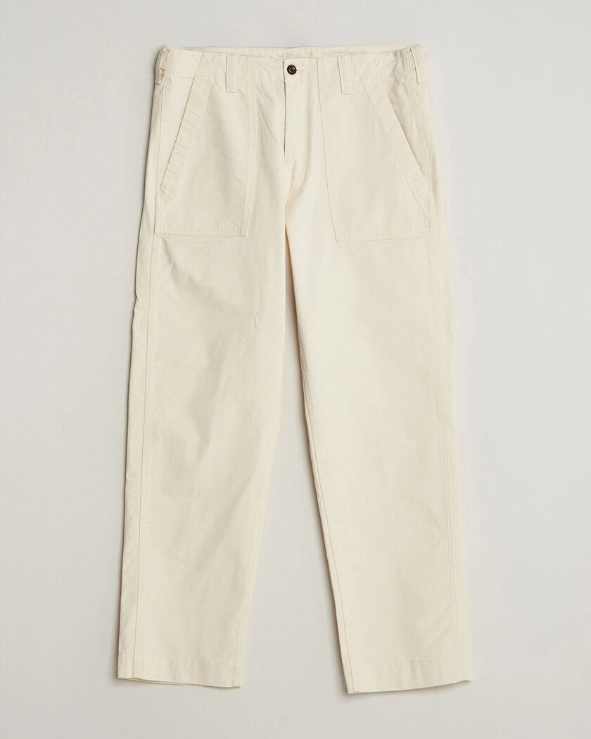 Drake's Twill Fatigue Trousers Ecru – Hvit