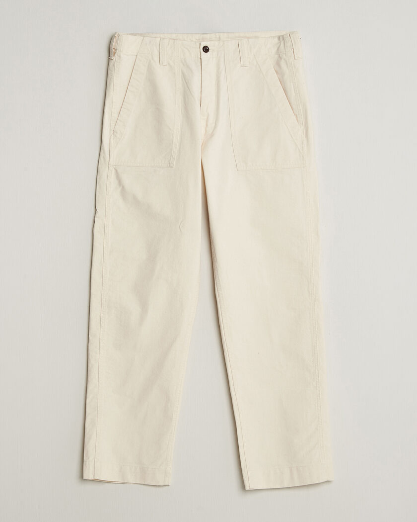 Drake's Twill Fatigue Trousers Ecru – Hvit