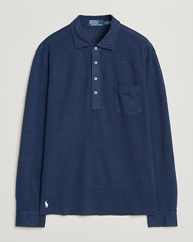 Polo Ralph Lauren Long Sleeve Linen Polo Newport Navy – Blå