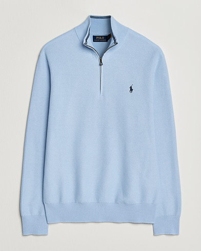 Polo Ralph Lauren Textured Half Zip Office Blue – Blå