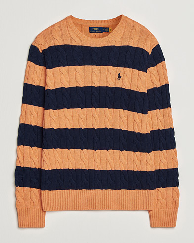 Polo Ralph Lauren Striped Cotton Cable Sweater Orange Navy Combo – Flerfarget