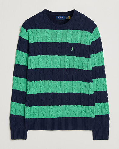 Polo Ralph Lauren Striped Cotton Cable Sweater Navy Green Combo – Flerfarget