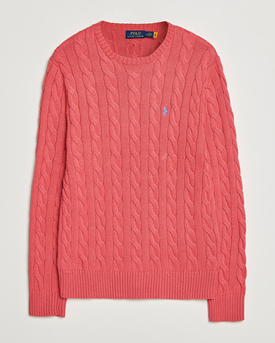 Polo Ralph Lauren Cotton Cable Pullover Pale Red – Rød