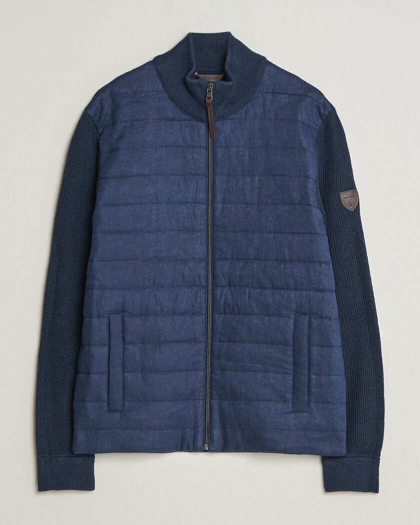 Polo Ralph Lauren Linen Full Zip Sweater Navy – Blå