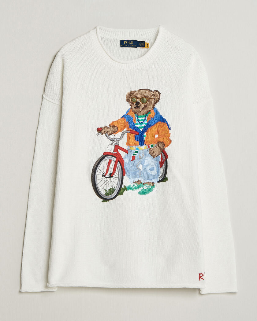 Polo Ralph Lauren Cotton Bear Sweater Deckwash White – Hvit