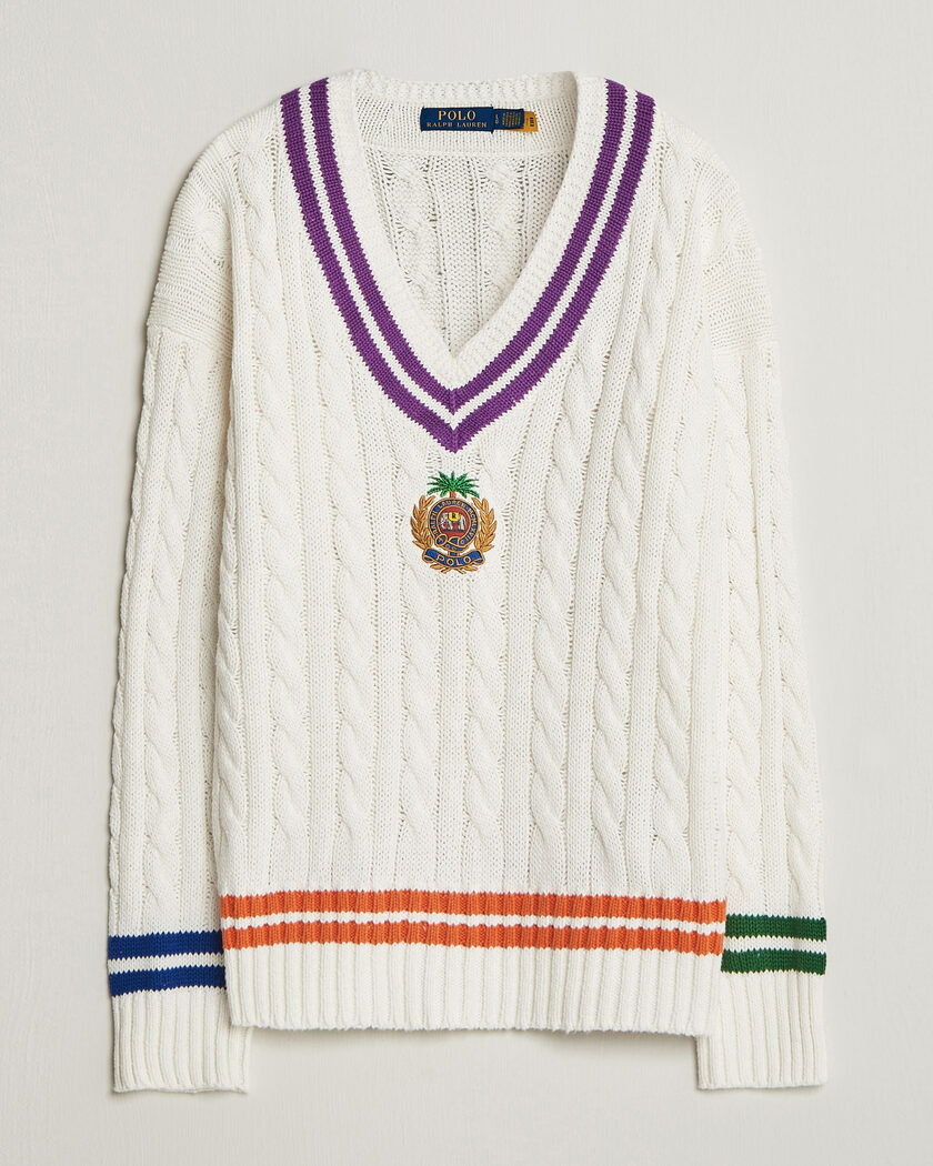 Polo Ralph Lauren Cotton Linen Blend Sweater Cream Combo – Hvit