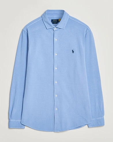 Polo Ralph Lauren Featherweight Knitted Shirt Canvas Blue – Blå