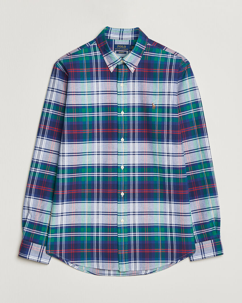 Polo Ralph Lauren Custom Fit Checked Oxford Shirt Green/Blue Multi – Flerfarget