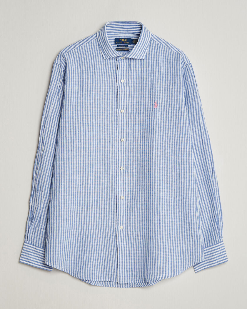 Polo Ralph Lauren Cotton/Linen Seersucker Shirt Blue/White – Blå